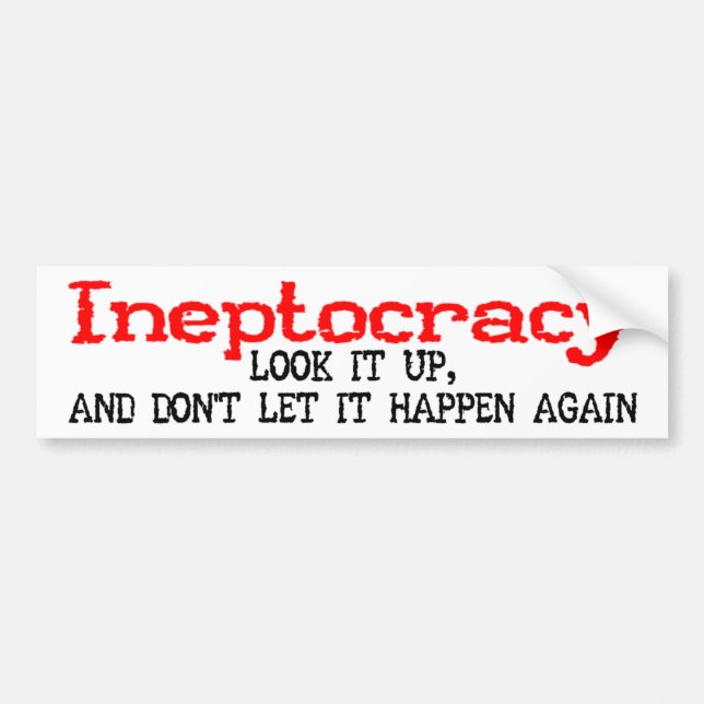 Ineptocracy bildekal (Framsidan)