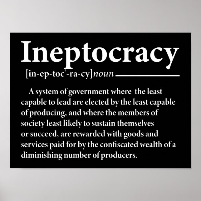 Ineptocracy Definition Funny Poster (Framsidan)
