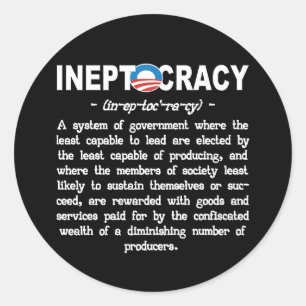 Ineptocracy för Obama administration klistermärk Runt Klistermärke