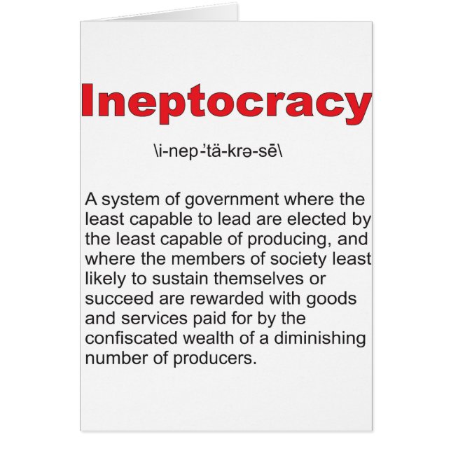 Ineptocracy galet system av regeringen hälsningskort (Framsidan)