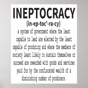 Ineptokrati Definition - Lustigt politiskt tal Poster