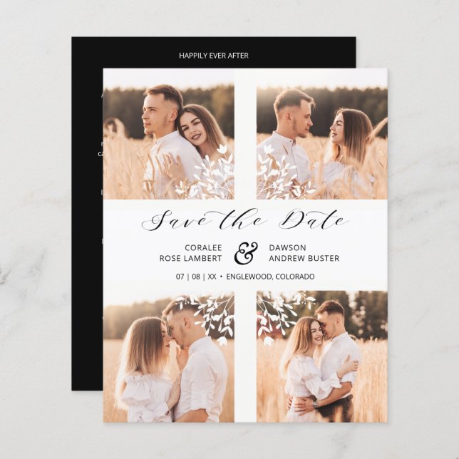 Inexpensive 4 Photos Collage Minimalist Branches (Fram/baksida)