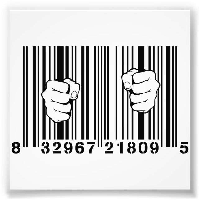 Infångad av Consumerism UPC Barcode-fängelset Fototryck (Framsidan)