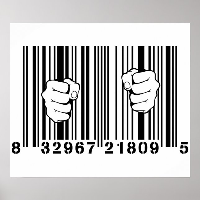 Infångad av Consumerism UPC Barcode-fängelset Poster (Framsidan)
