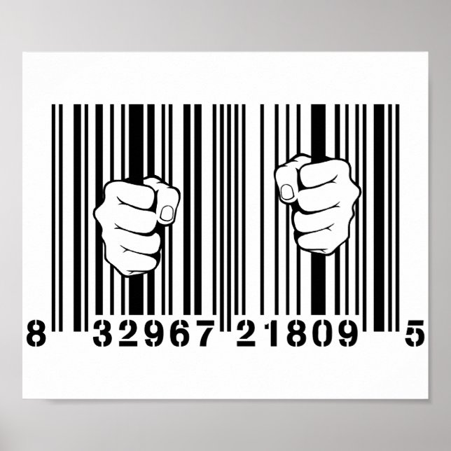Infångad av Consumerism UPC Barcode-fängelset Poster (Framsidan)