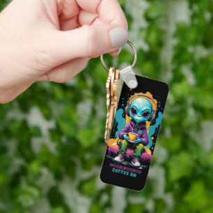 Infångad i utskuren kaffe på Cute Alien Art Nyckelring