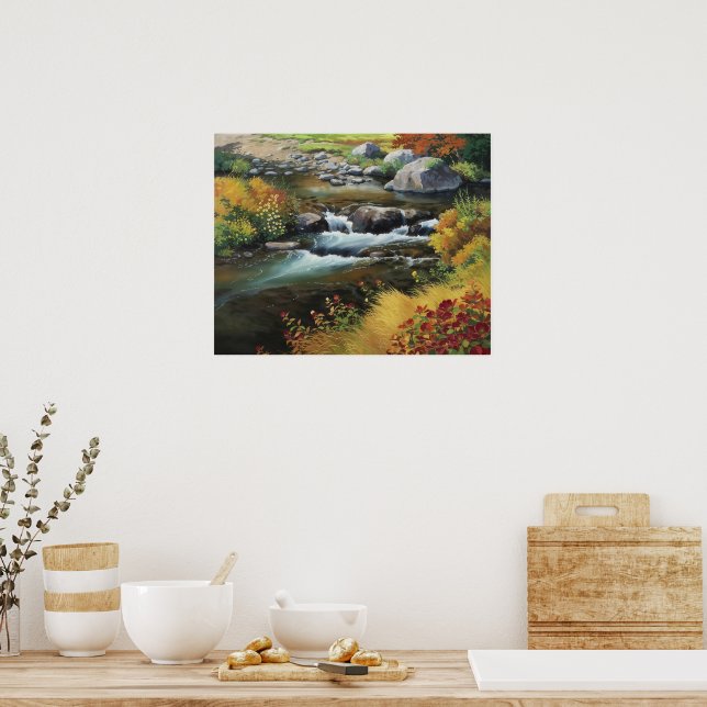 Infångande Anime-Stil Oljemålning på hösten Poster (Kök)