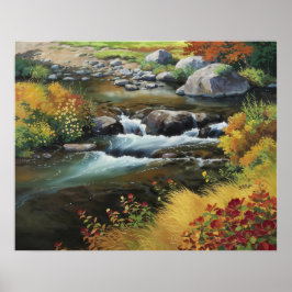 Infångande Anime-Stil Oljemålning på hösten Poster