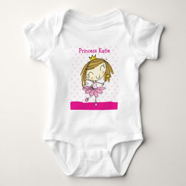 ♥ INFANT CREEPER ♥ söt rosa princess eget namn Tee (Framsida)