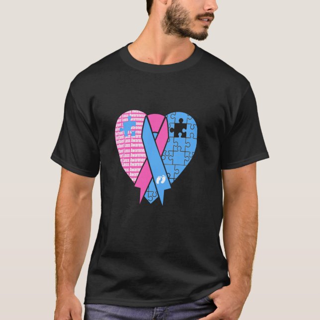 Infant Loss Heart Ribbon Aware Pregnancy Baby Misc T Shirt (Framsida)
