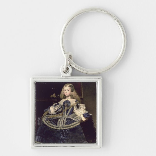 Infantamargarita i blått, 1659 fyrkantig silverfärgad nyckelring (Framsidan)