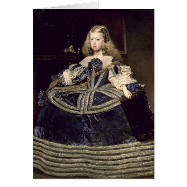 Infantamargarita i blått, 1659 hälsningskort (Framsidan)