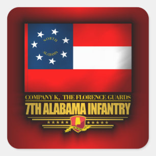 Infantry 7:e Alabama Fyrkantigt Klistermärke