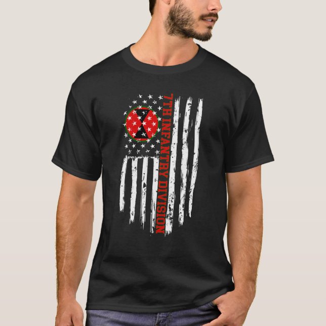 Infantry Division American Flagga T-Shirt, 7:e T Shirt (Framsida)