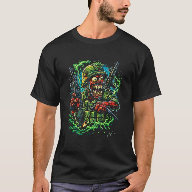 Infantry Rampage – Street Art Military Illustratio T Shirt (Framsida)