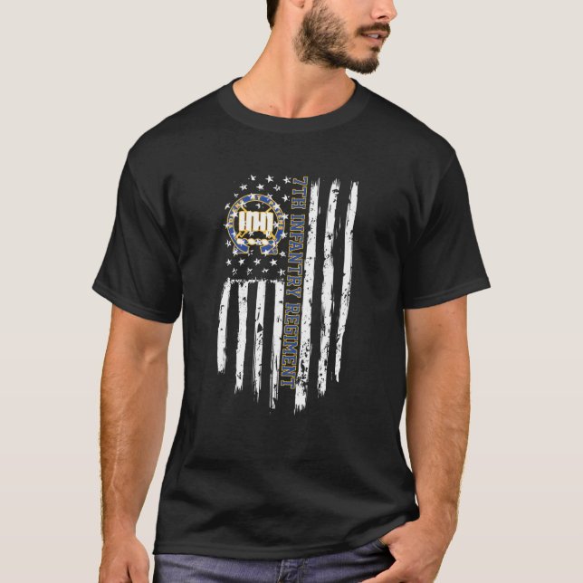Infantry Regimen i 7:e Amerika Flagga T Shirt (Framsida)