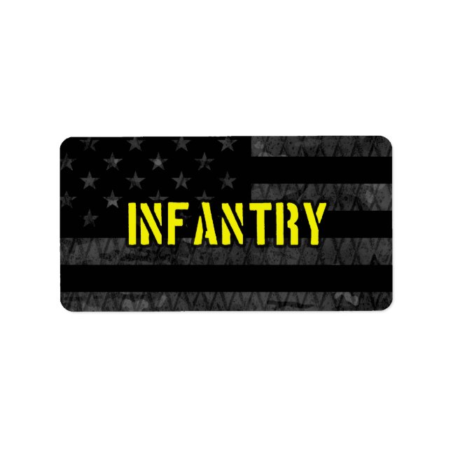 Infantry Subdued American Flagga Adressetikett (Framsidan)