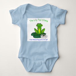 Infant's Frog on a Lily Pad Blue on White Bodysuit T Shirt