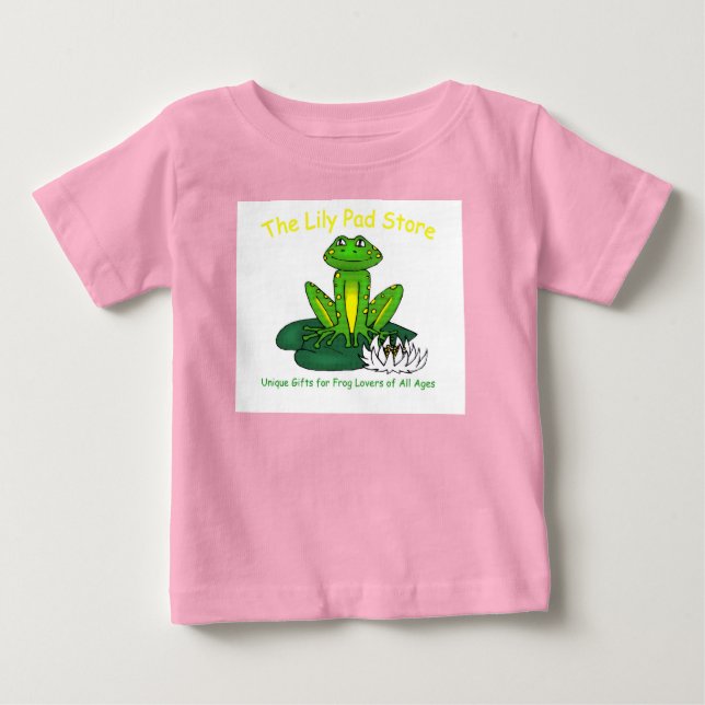 Infant's Frog on a Lily Pad White on Pink T-Shirt (Framsida)