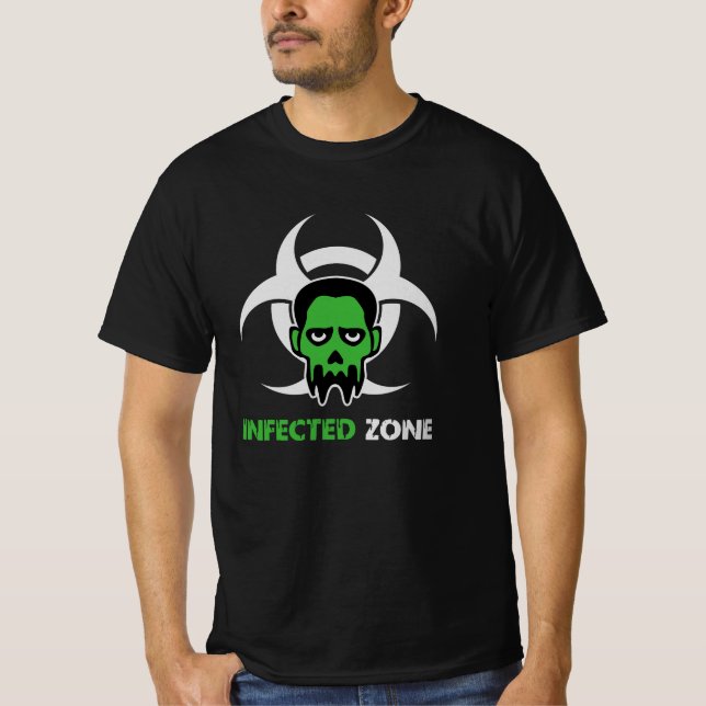 Infected Area Zombie Warning T Shirt (Framsida)
