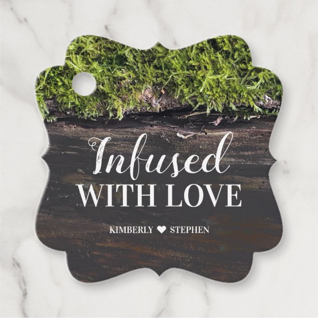 Infekt med Kärlek Rustic Forest Bröllop Gåvor Etiketter (Framsida)