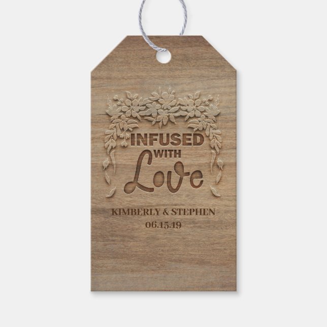 Infekt med Love Rustic Wedding Presentetikett (Framsidan)