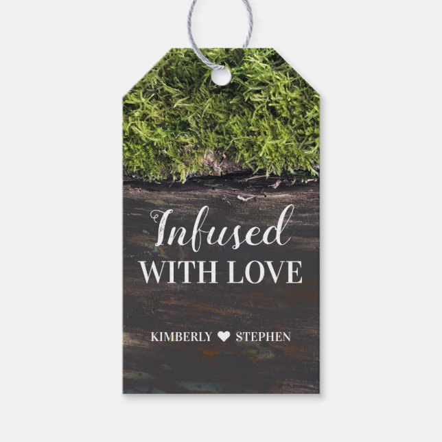 Infekt med Love Rustic Wedding Presentetikett (Framsidan)