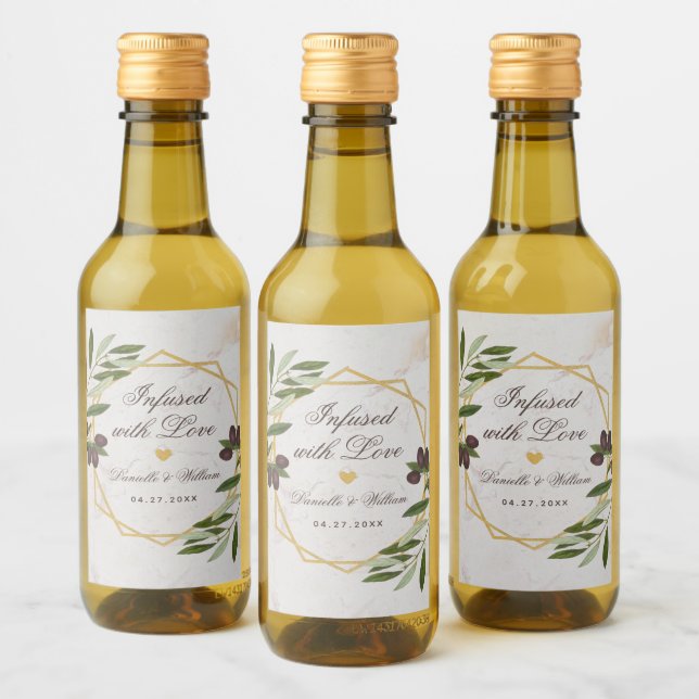 Infekterad med Kärlek Olive Oil Wedding Favors Fol Vinetikett (Flaskor)