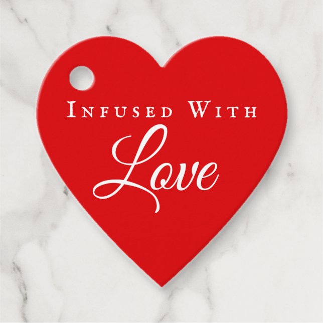 Infekterad med Kärlek Red Heart Bröllop Gåvor Etiketter (Framsida)