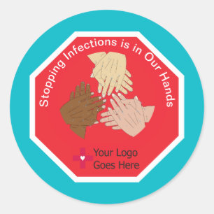 Infektioner stoppas i vår Händer Hand Hygiene Runt Klistermärke