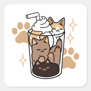 Infektionsblandning: Katt- och kaffekonst för Djur Fyrkantigt Klistermärke