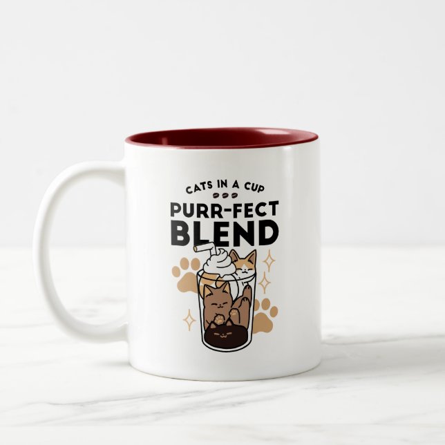 Infektionsblandning: Katt- och kaffekonst för Djur Två-Tonad Mugg (Vänster)