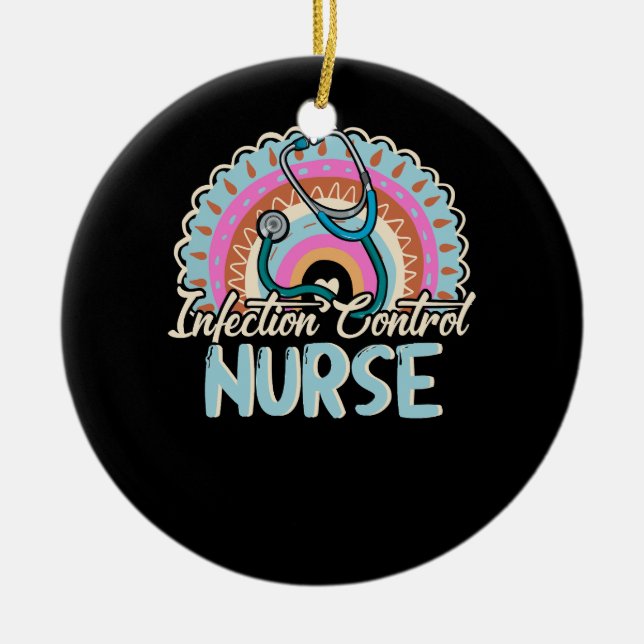 Infektionskontroll Nurse Rainbow Retro Stil Rainbo Julgransprydnad Keramik (Framsidan)
