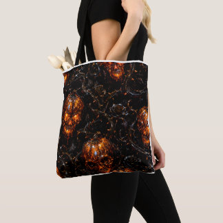 Infernal Vine Pumpkin Skull Halloween Tote Bag Tygkasse