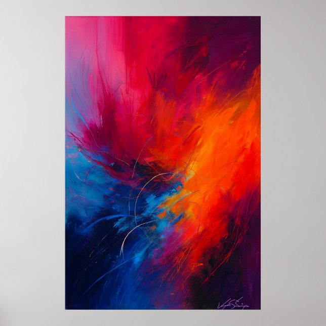 Inferno Bloom Abstrakt Explosion av Färg Poster (Framsidan)