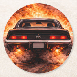 Inferno Burnout Muskelbil Underlägg Papper Rund