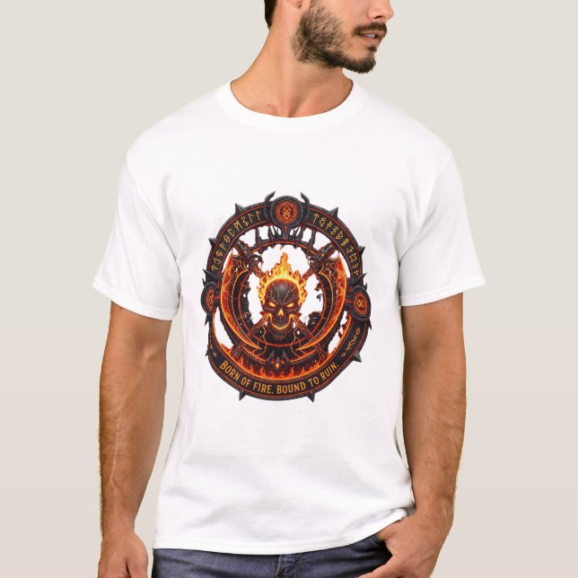 Inferno Crest T-Shirt – Demonic Emblem of Fire (Framsida)