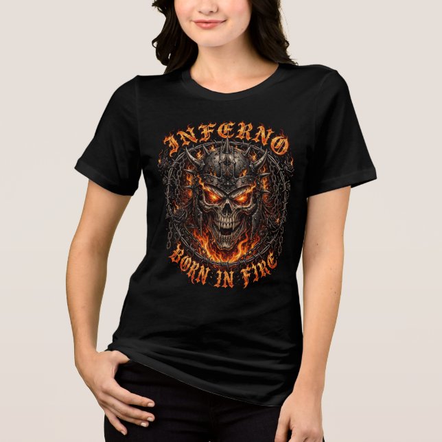 Inferno Född i eld, dam Fiery Orange Demon  T Shirt (Framsida)