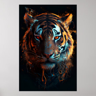 Inferno Gaze: Fiery Ögon med Tigger Poster