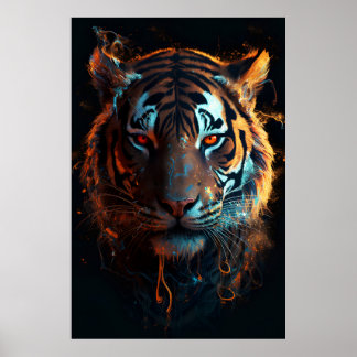 Inferno Gaze: Fiery Ögon med Tigger Poster