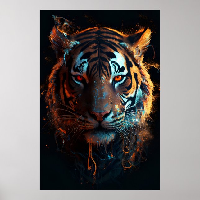 Inferno Gaze: Fiery Ögon med Tigger Poster (Framsidan)