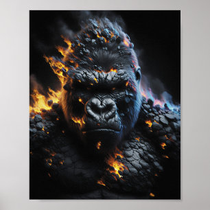 Inferno Gorilla – Eldig Lavabest Digital Konst Poster