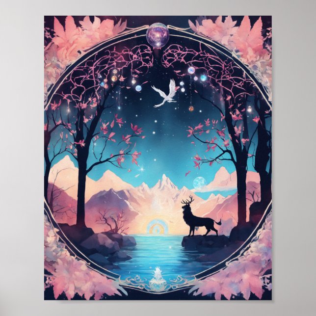 Inferno Guardian: färgrika bakgrundstapeter  Poster (Framsidan)