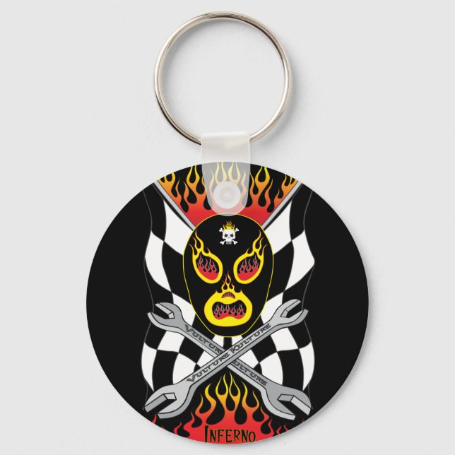 Inferno Luchador Mexican Wrestler Keychain Nyckelring (Framsida)