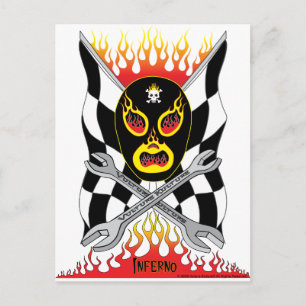 Inferno Luchador Mexican Wrestler Postcard Vykort