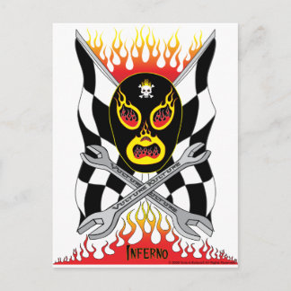 Inferno Luchador Mexican Wrestler Postcard Vykort