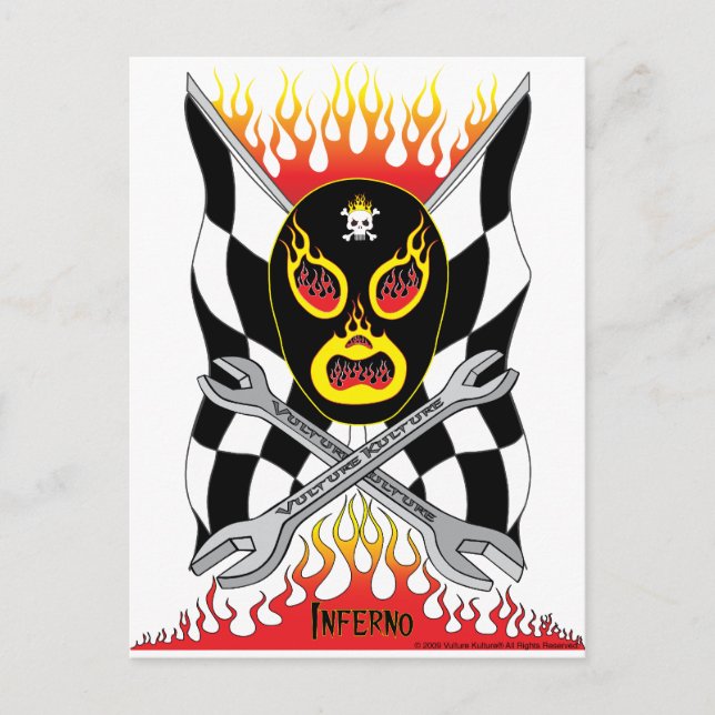 Inferno Luchador Mexican Wrestler Postcard Vykort (Framsida)