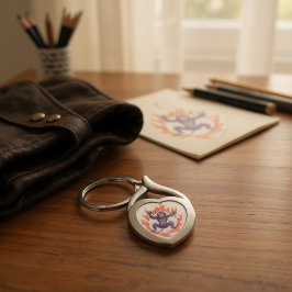 Inferno Monkey Swirl Silverfärgad Nyckelring