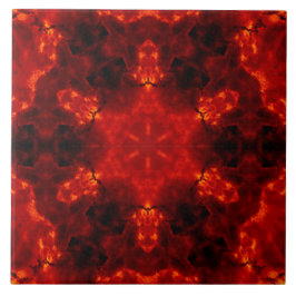 Inferno Nexus - Fiery Kaleidoscope Art Kakelplatta