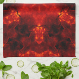 Inferno Nexus - Fiery Kaleidoscope Art Kökshandduk